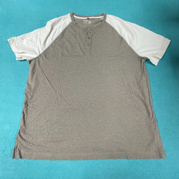 2 Ruff Hewn Short Sleeve Shirts - XXL - Tan TuTone & Grey-White Striped - EUC - Picture 4 of 12